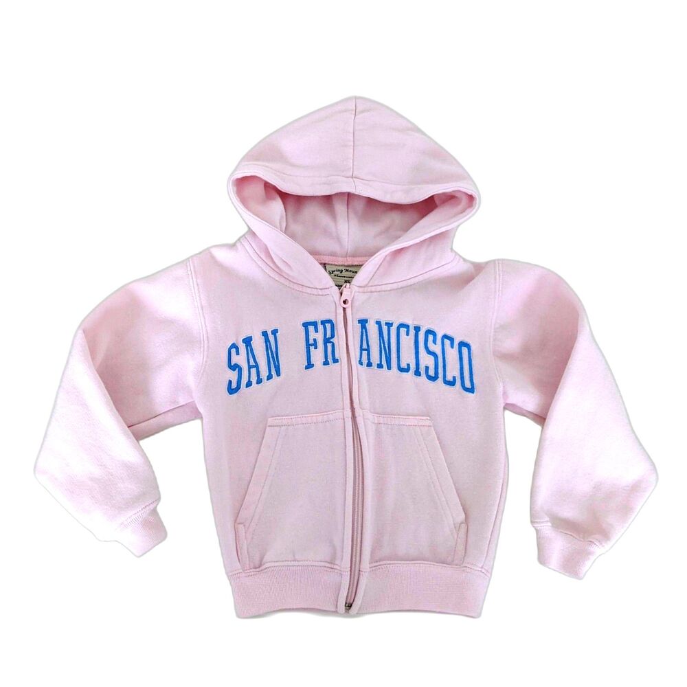 Kids Youth Unisex San Francisco Pink Zip Up Hoodie Jacket XS
